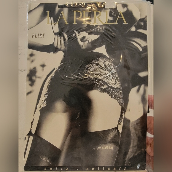 La Perla Accessories - La Perla black thigh high 40 den with back logo size XL